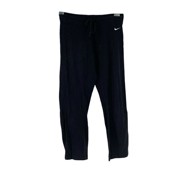 Nike Capri Pants Black Elastic Waist Drawstring Womens Size Medium Straight Leg - Picture 1 of 5